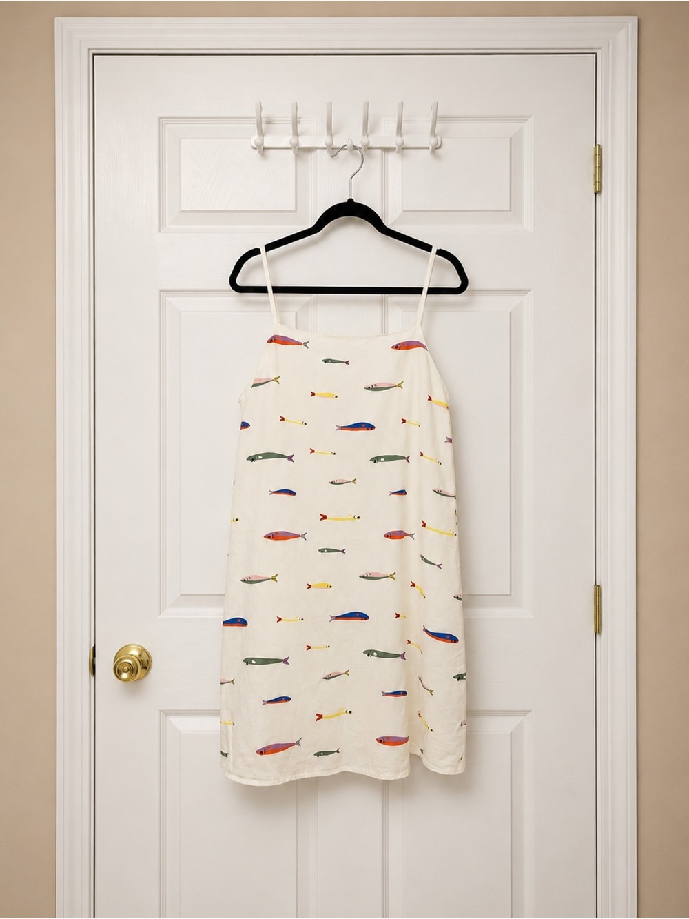Joie Cream Mini Sundress with Multicolor Fish Print